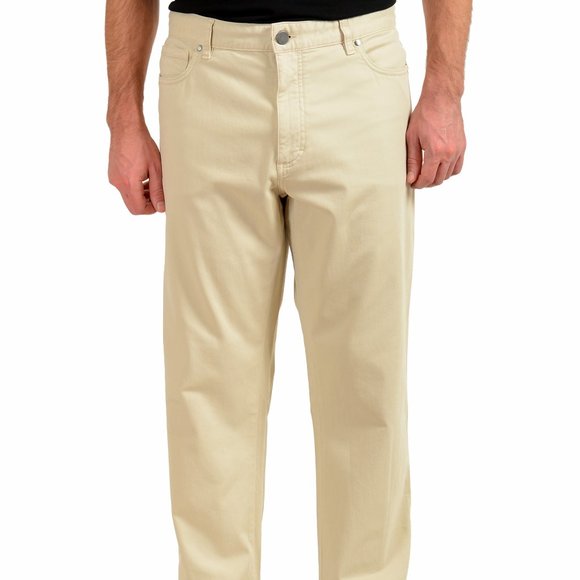 Ermenegildo Zegna Men's Stone Beige Stretch Straight Leg Jeans US 40 IT 56